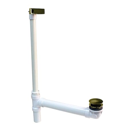 Westbrass Hidden Linear Overflow Sch. 40 PVC Tub Waste, W/ ADA Approved Tip-Toe Drain, in Polished Brass 493244HLD-03